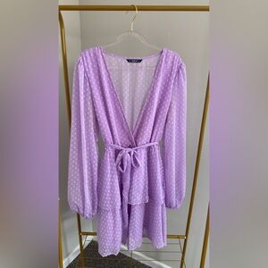 SHEIN Lavender Polka Dot Wrap Dress